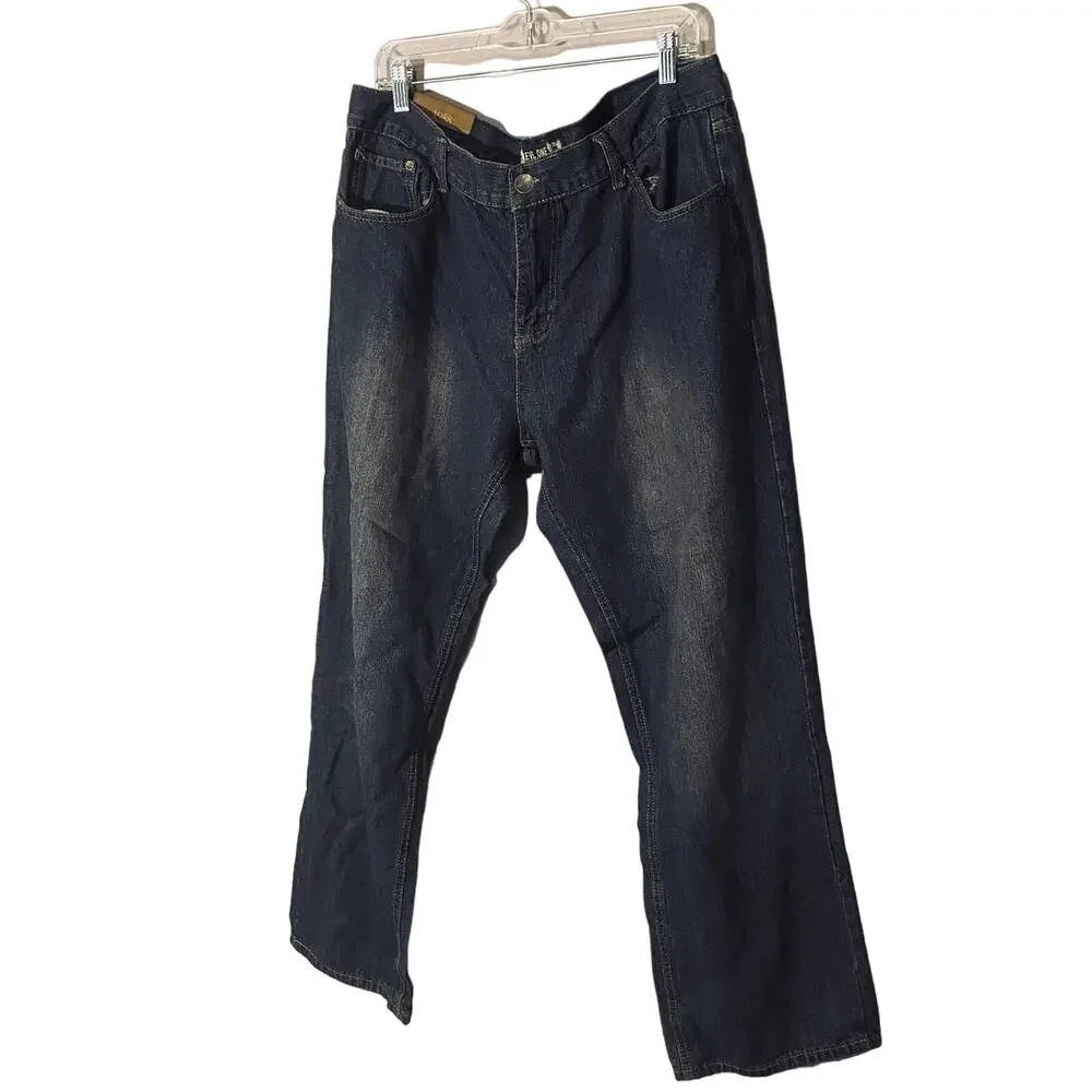 Level One Dark Blue Faded Straight Leg Relaxed Casual Denim Jeans Men Sz 40x32